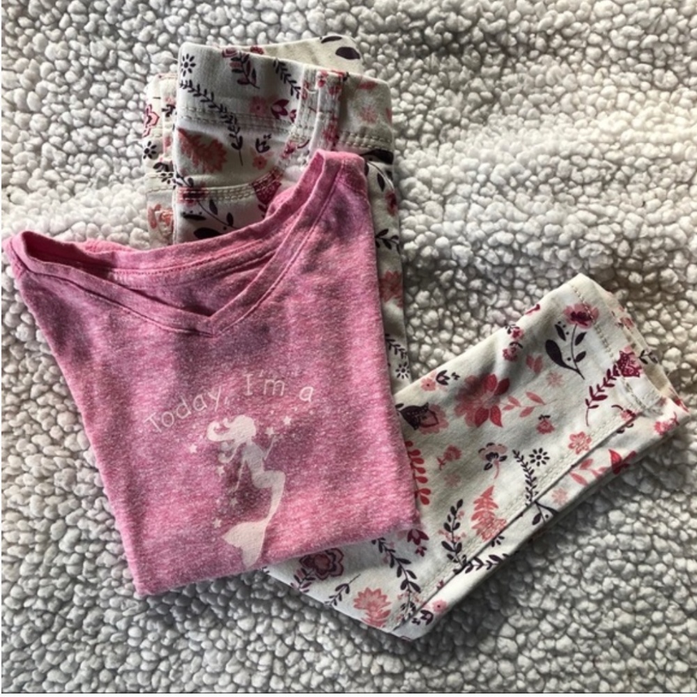Pink Mermaid T-shirt w/ Floral Jegging Size 2
